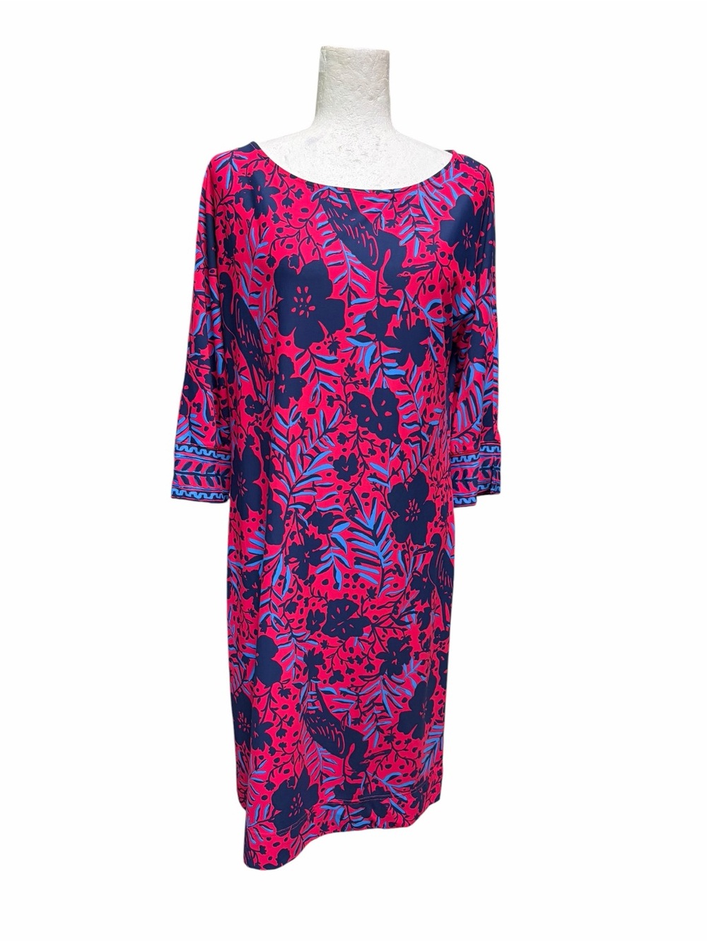 Lilly Pulitzer Braedyn UPF50+ Dress 3/4 Sleeve Stretch Pink Blue Medium